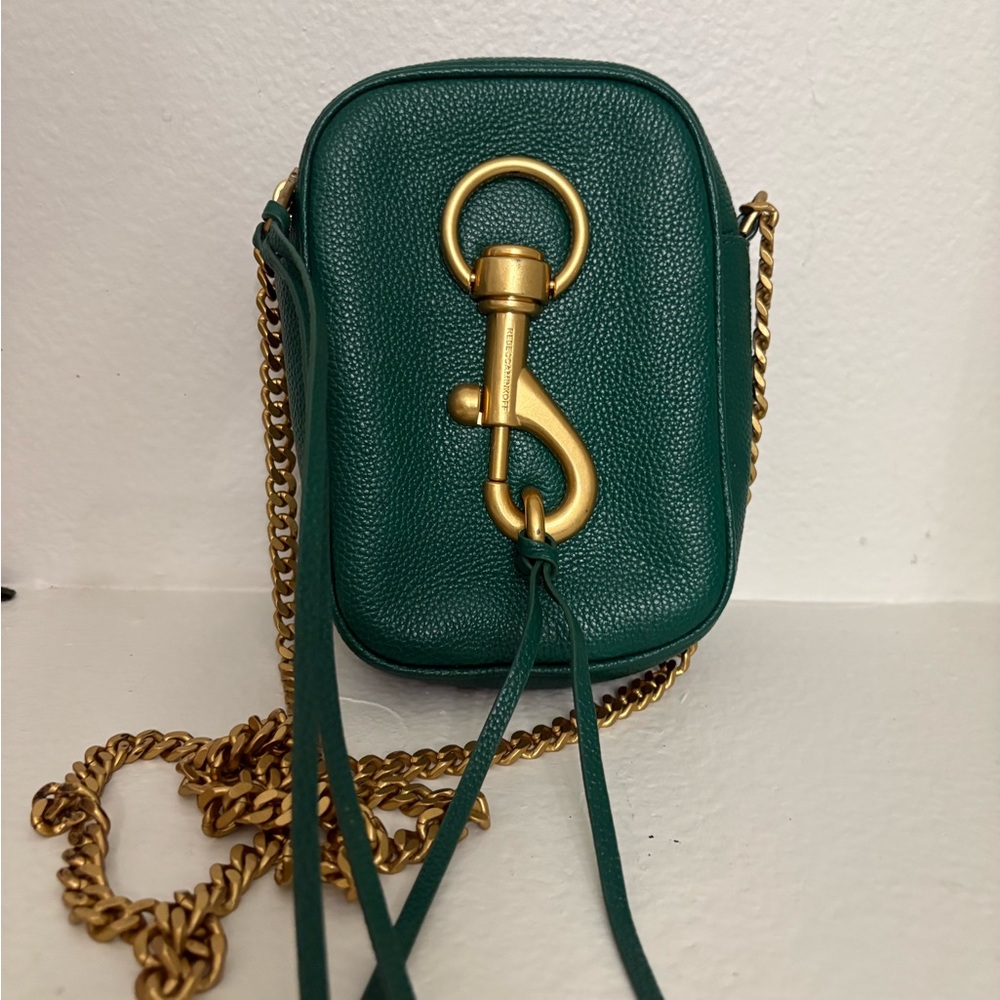 Rebecca Minkoff Green Leather Crossbody Bag with Gold Hardware